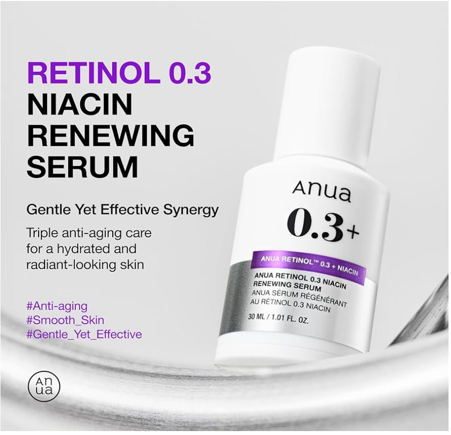 Anua Retinol Serum for Anti-Aging,0.11% Retinol, 5% Niacinamide, 20+Soothing Ingredients