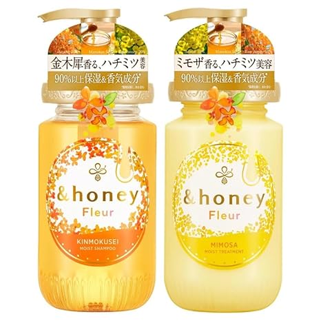 &Honey Fleur Moist Shampoo & Treatment Set, Kinmokusei & Mimosa